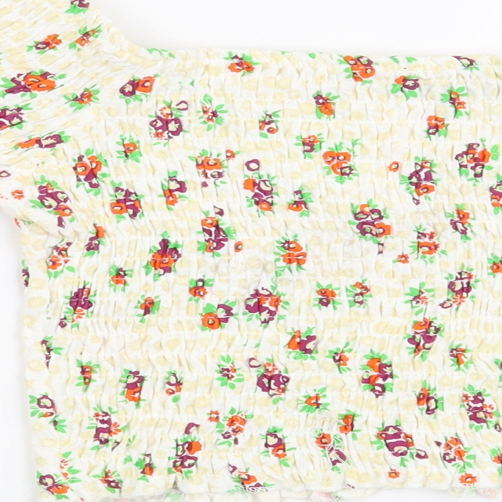 Topshop Womens Yellow Floral Basic Blouse Size 10
