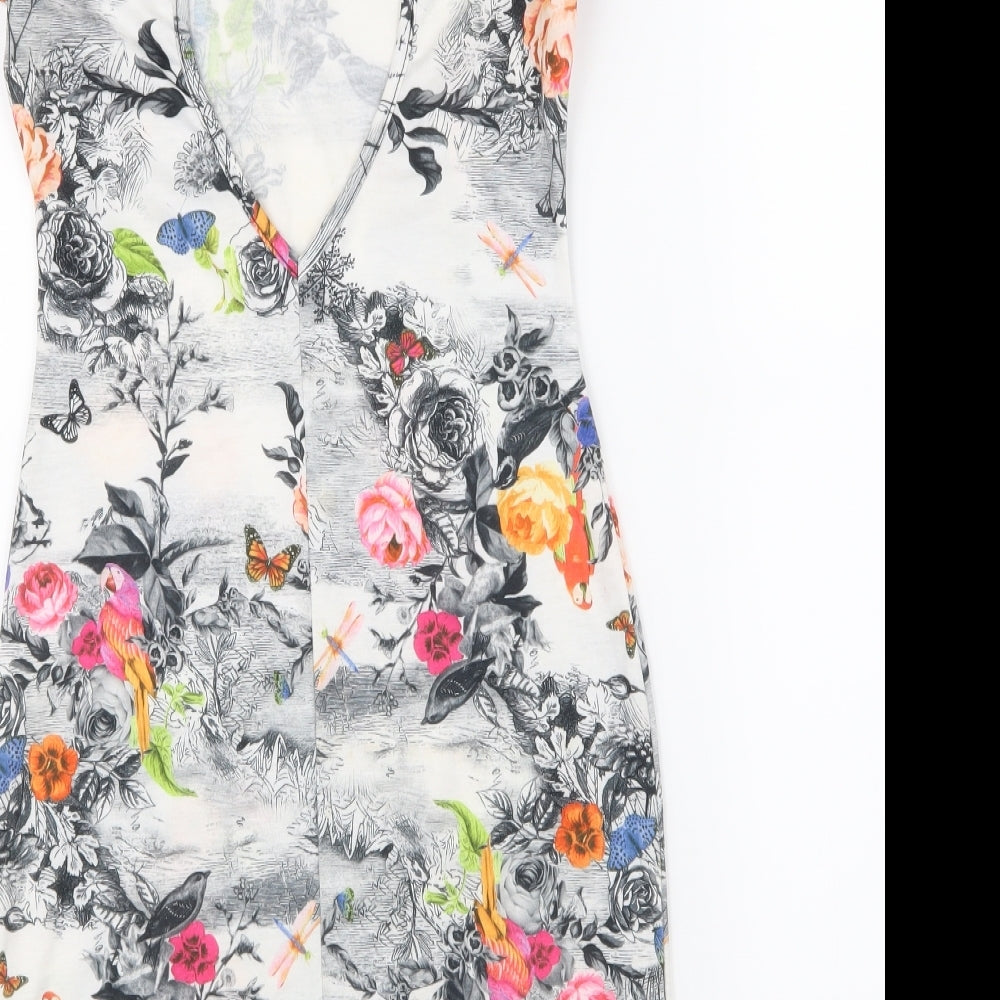 Aislinn Womens White Floral Bodycon Size S