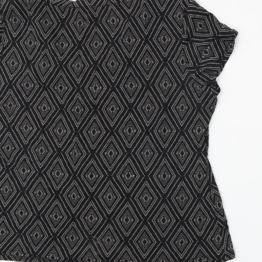 Bonmarché Womens Black Geometric Basic T-Shirt Size 2
