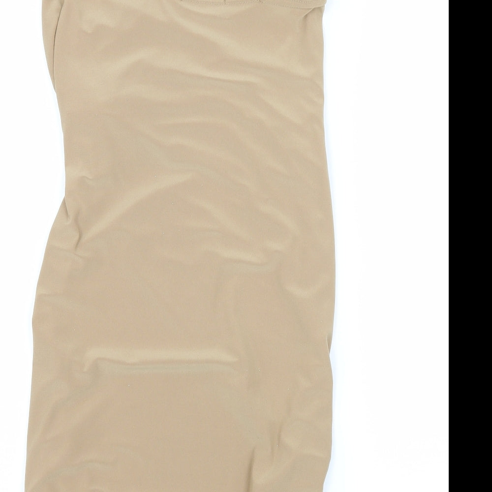 Kiah Womens Beige Jersey Slip Dress Size 10 - Ruched