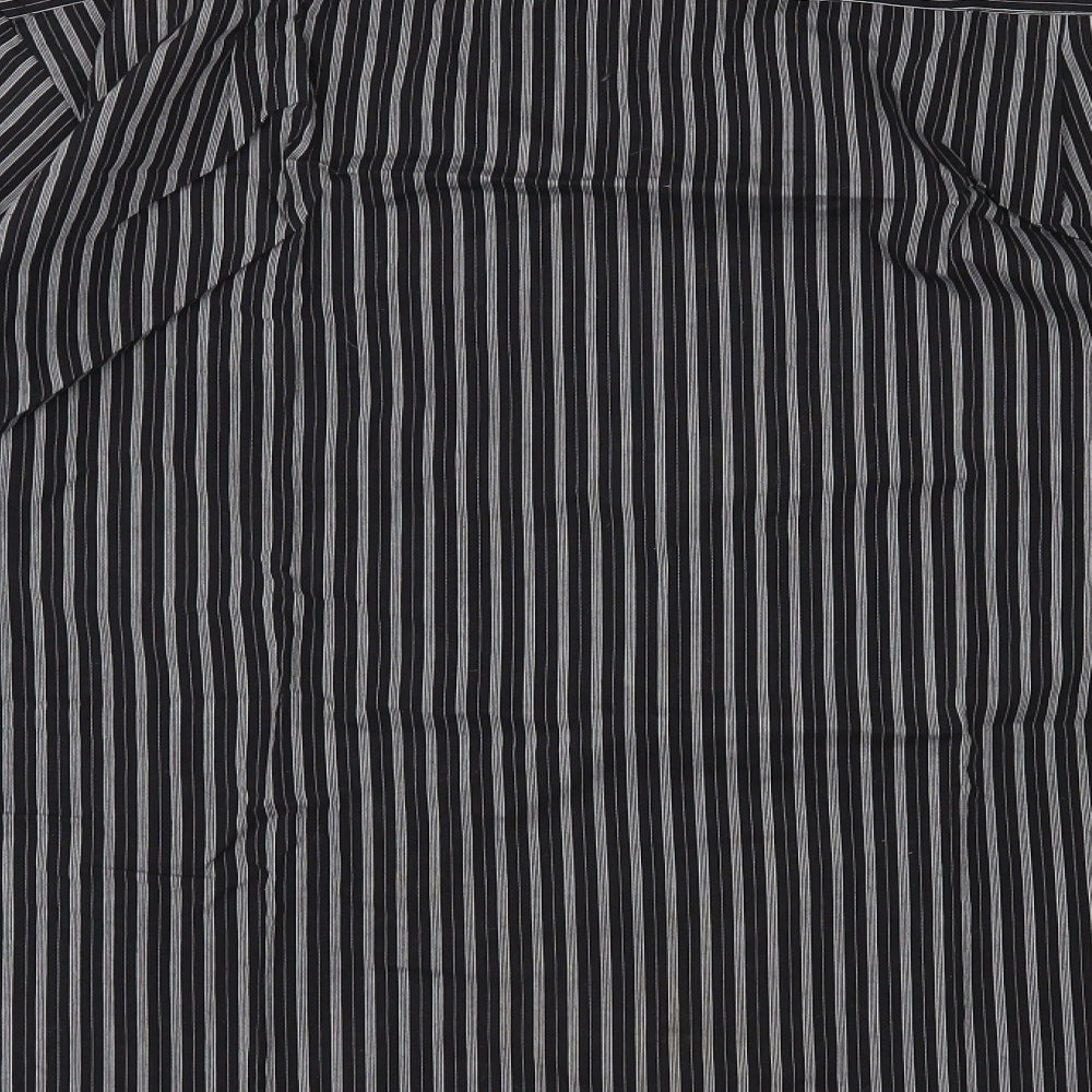 Greenwoods Mens Black Striped Button-Up Size 16.5