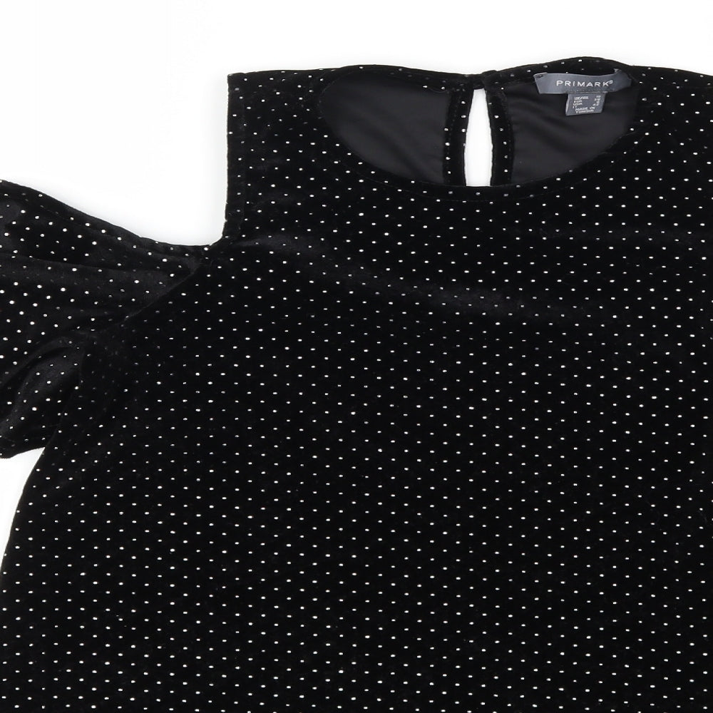 Atmosphere Womens Black Polka Dot Basic Blouse Size 10