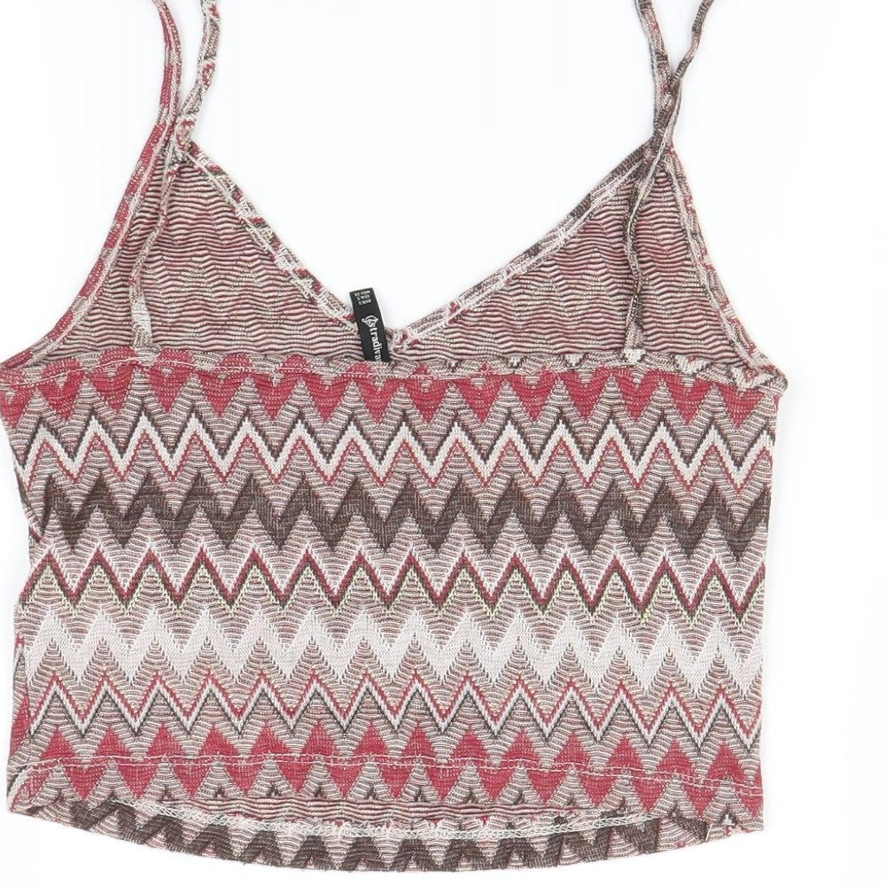 Stradivarius Womens Multicoloured Geometric Basic Tank Size S