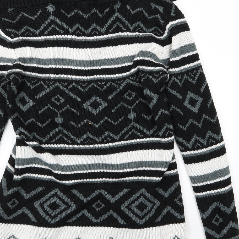 B You Womens Grey Striped Knit Cardigan Jumper Size 8