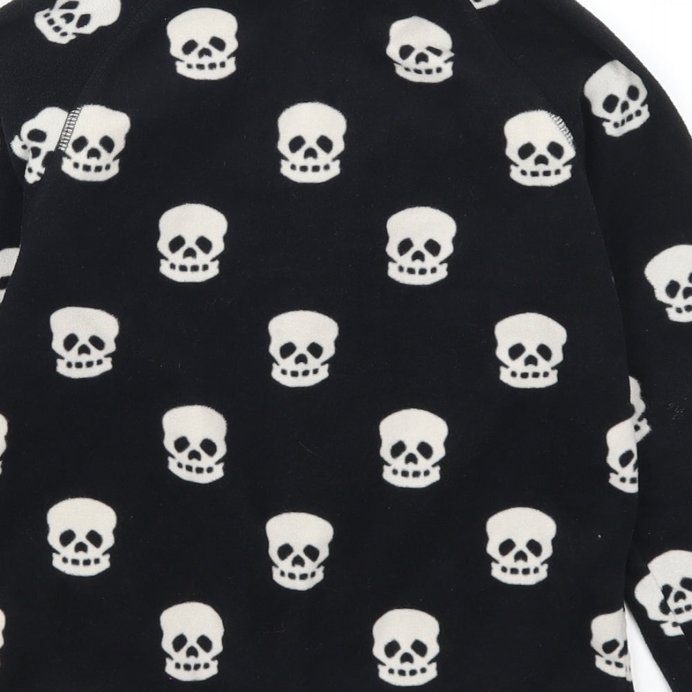 H&M Boys Black Geometric Fleece Jacket Size 7-8 Years - Skulls
