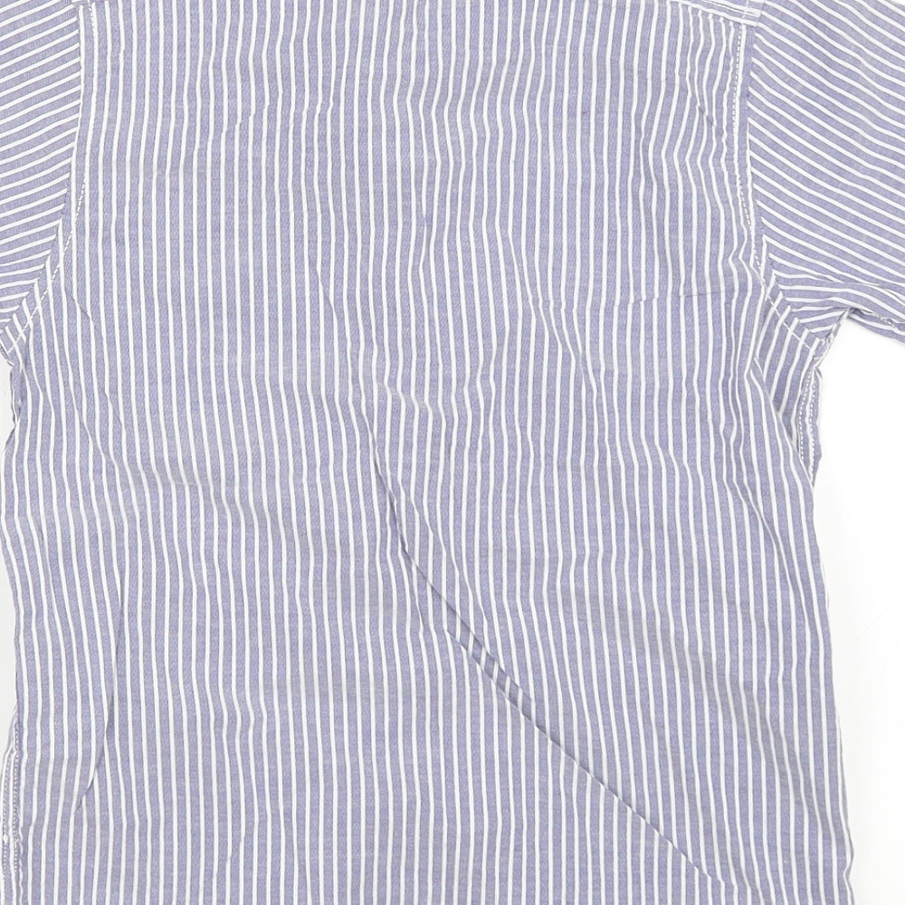 Rebel Boys Blue Striped Basic Button-Up Size 9-10 Years