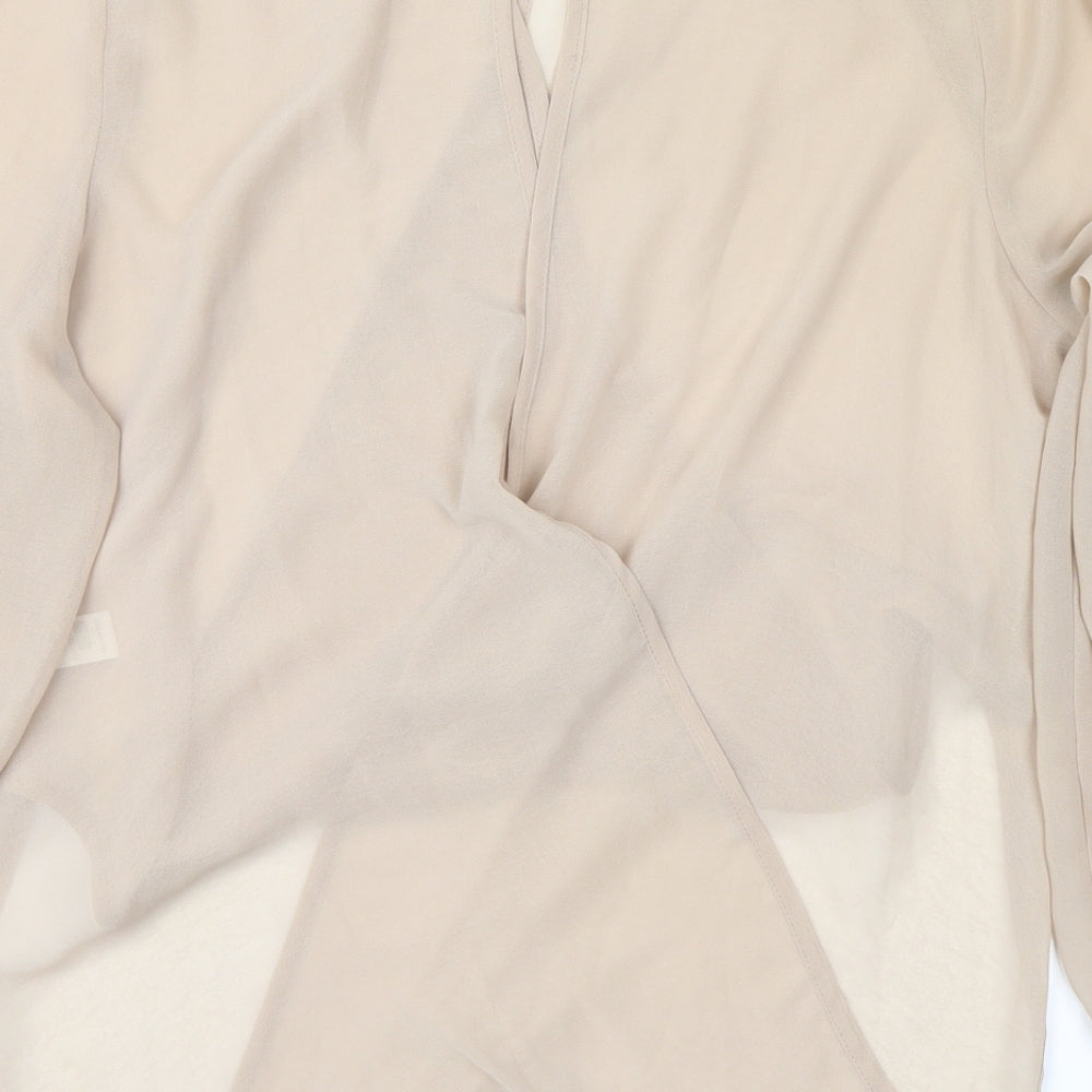 Topshop Womens Beige Wrap Blouse Size 8