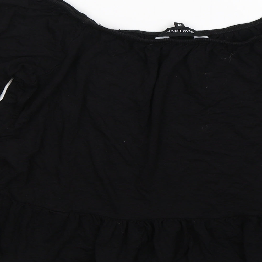 New Look Womens Black Cropped Blouse Size 12