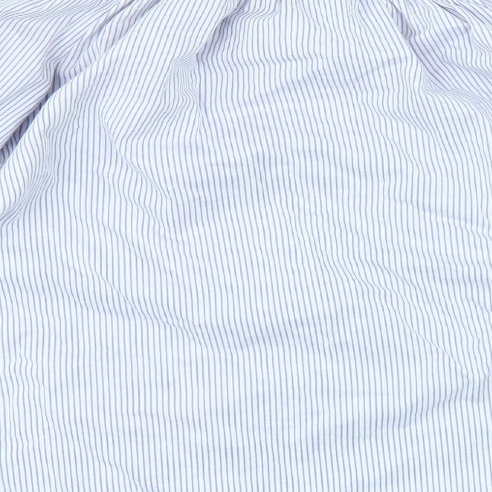 CAMEO ROSE Womens Blue Striped Basic T-Shirt Size S