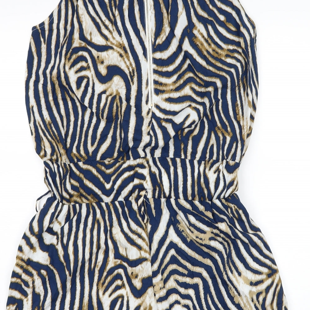 j s millenium Womens Blue Animal Print Playsuit One-Piece Size L