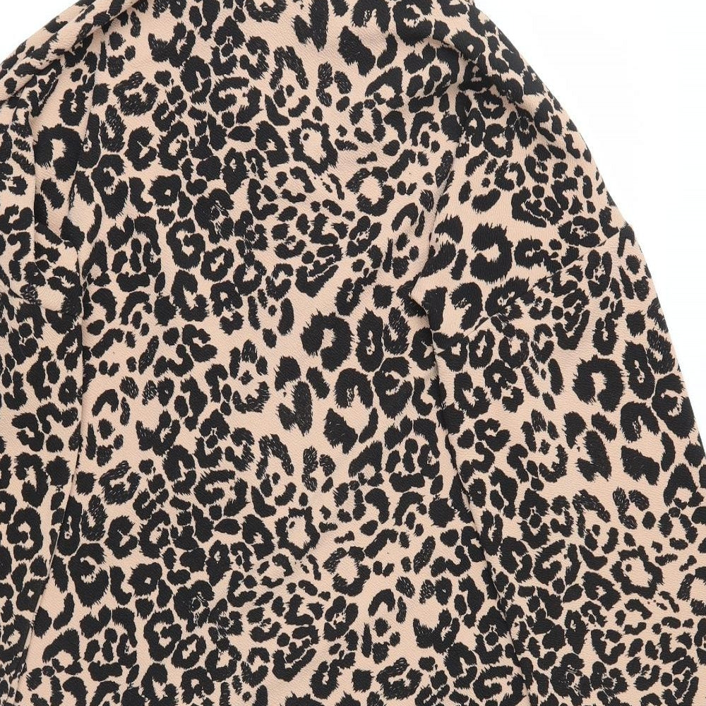 Boohoo Womens Beige Animal Print Jacket Coatigan Size S - leopard print