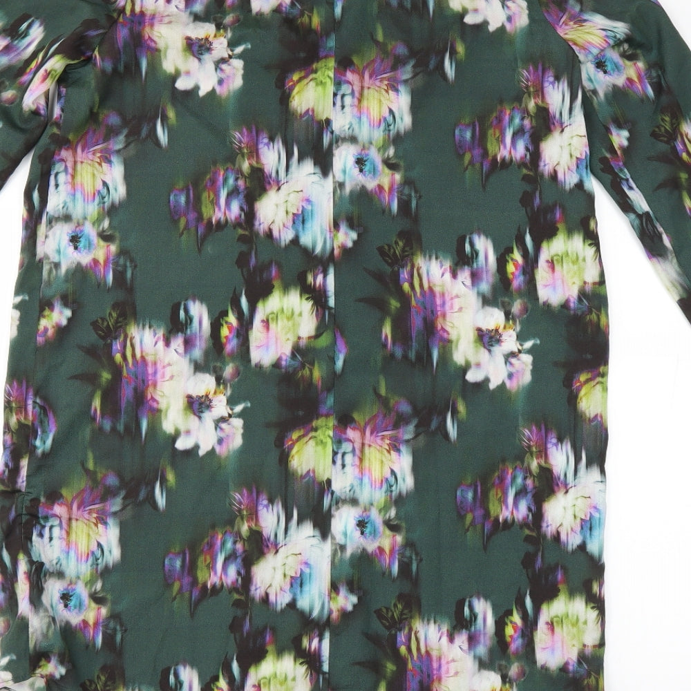 Topshop Womens Green Floral Shift Size 10