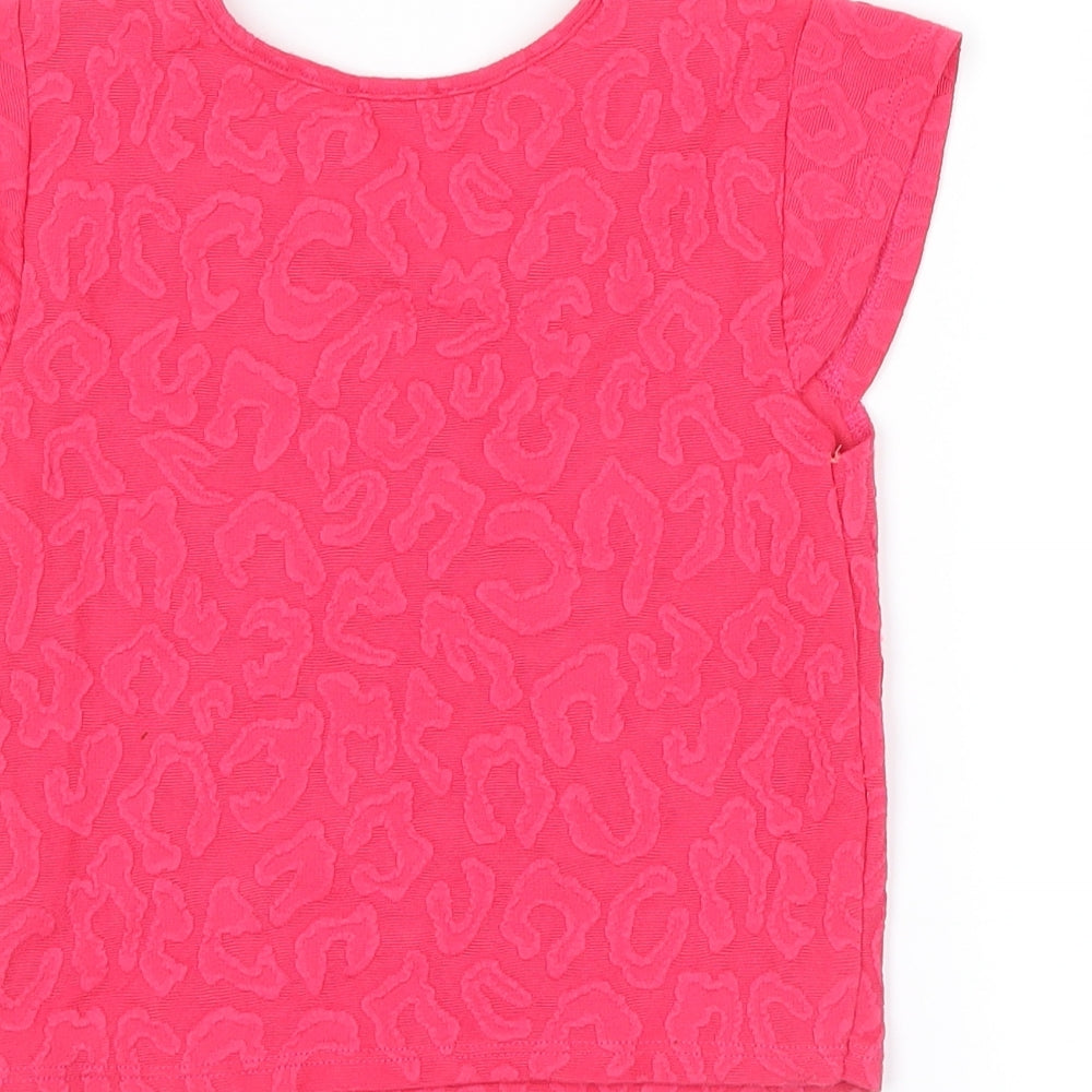 YD Girls Pink Animal Print Basic T-Shirt Size 10-11 Years