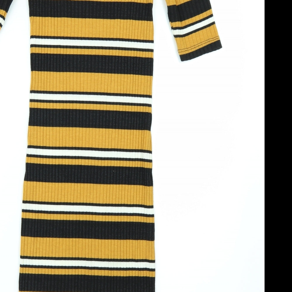 New Look Womens Multicoloured Striped T-Shirt Dress Size 8