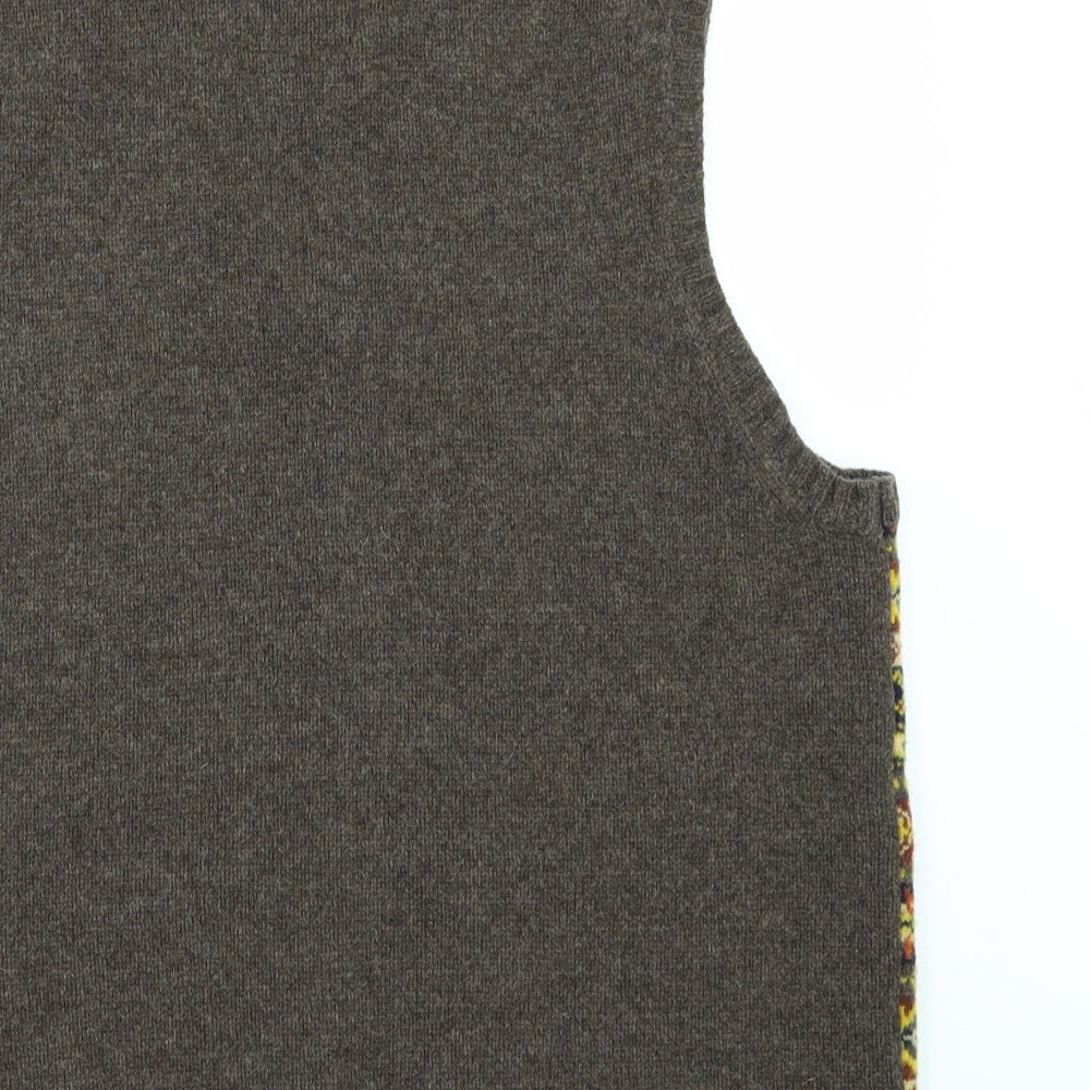 Joules Mens Brown Geometric Vest Jumper Size L