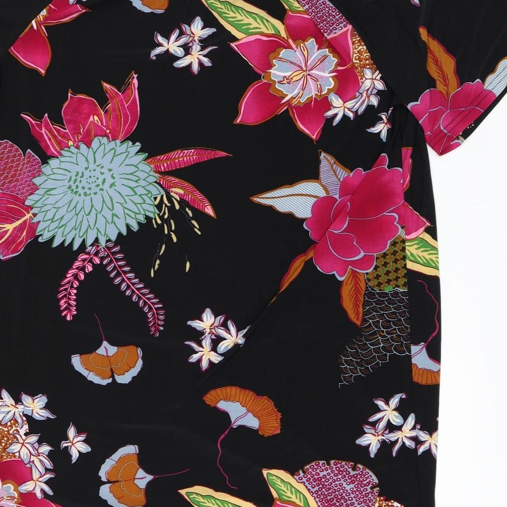 Cherry Lane Womens Black Floral Shift Size L