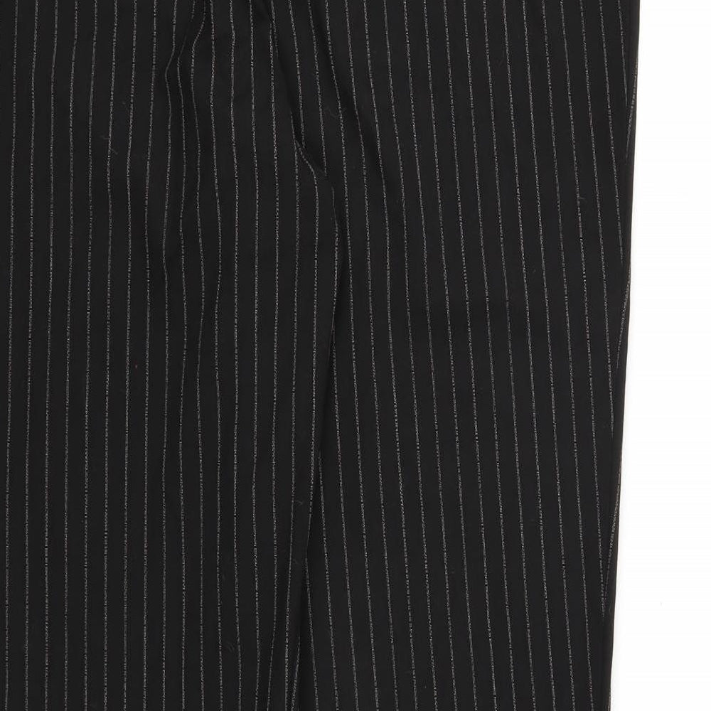 Marks and Spencer Womens Black Striped Trousers Size 16 L28 in