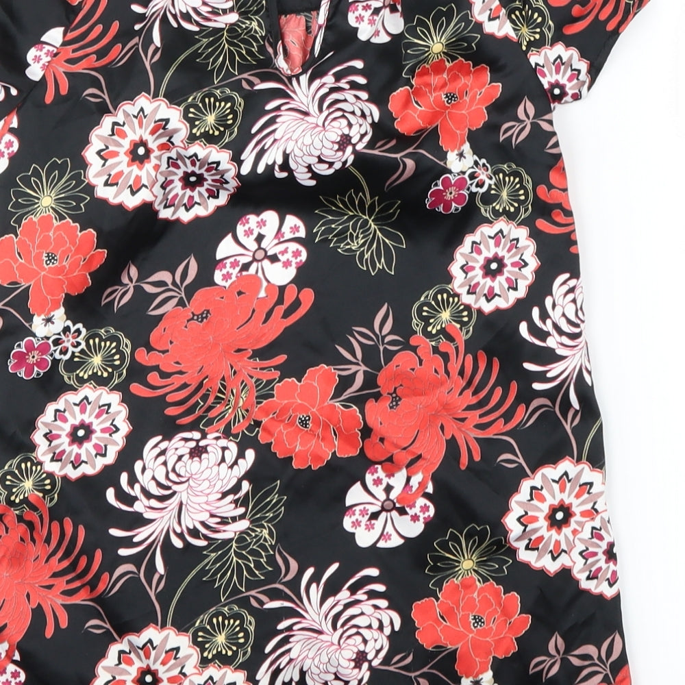 Debenhams Girls Black Floral Basic Blouse Size 7 Years