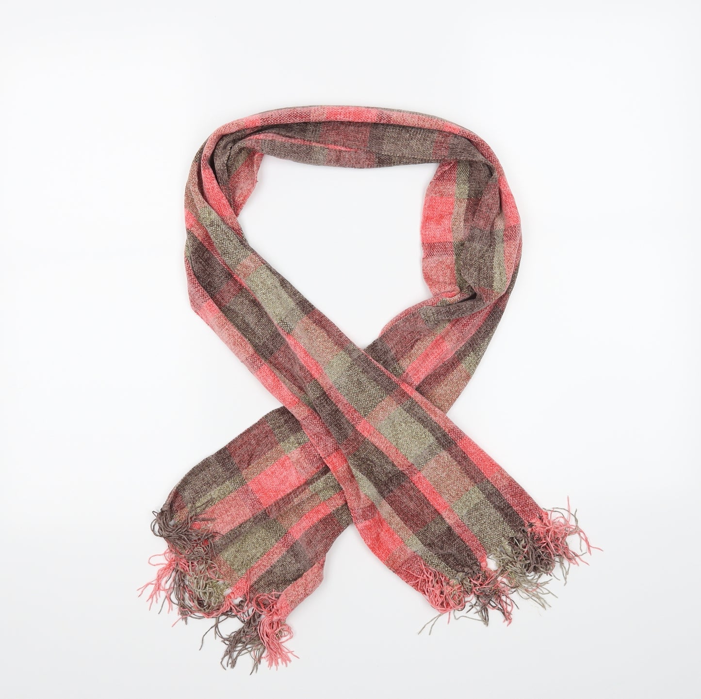 Preworn Womens Pink Check Scarf
