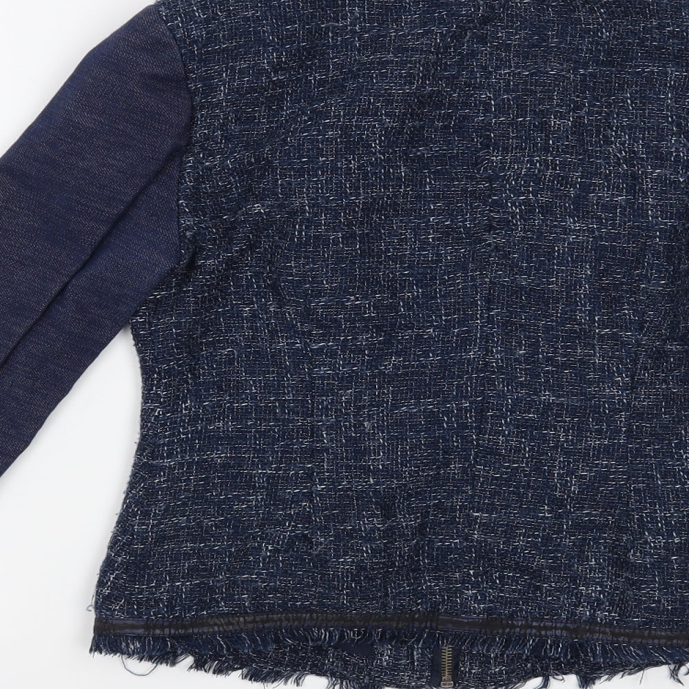 Stradivarius Womens Blue Geometric Jacket Blazer Size S