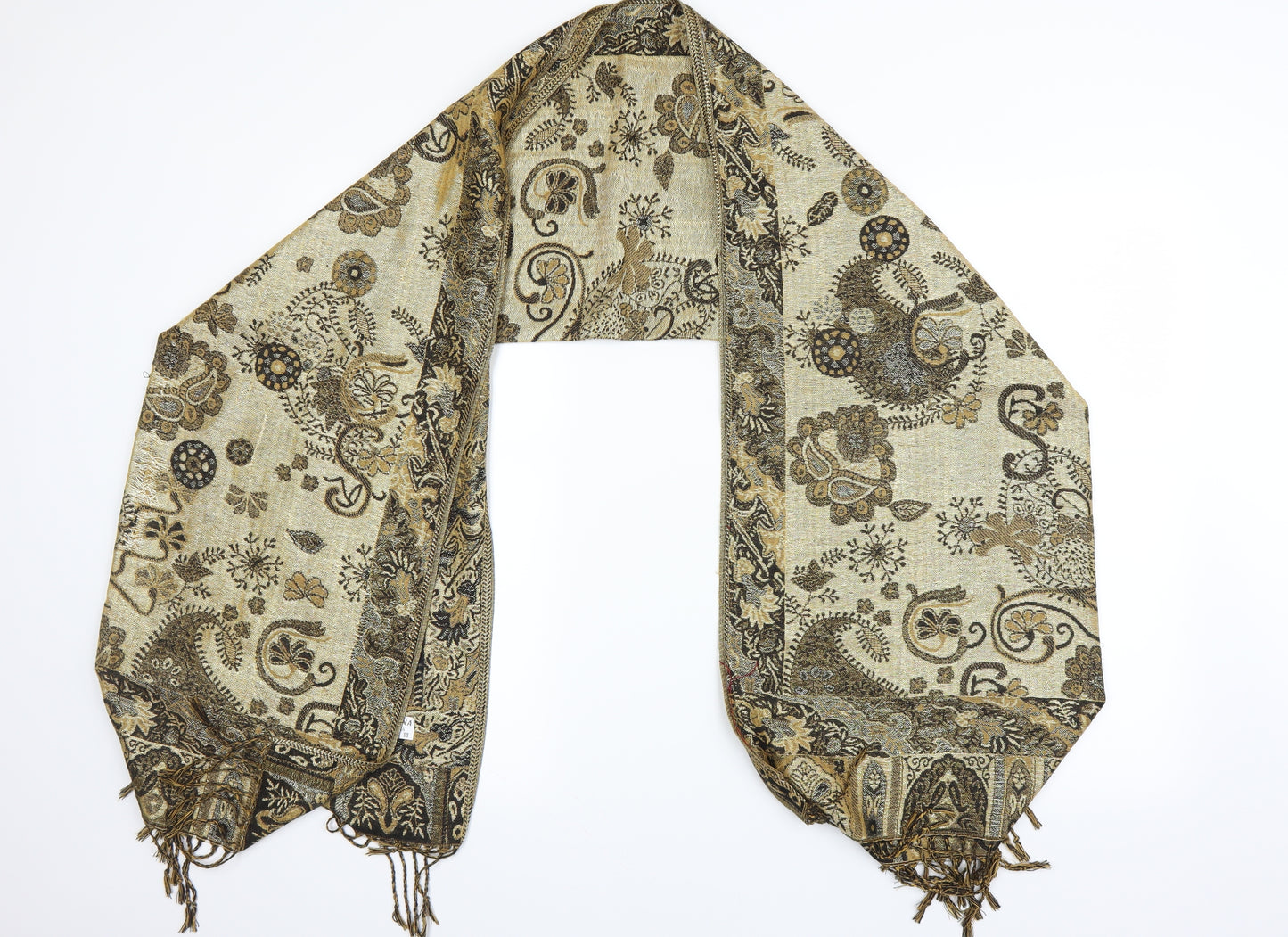 Preworn Womens Gold Floral Shawl/Wrap