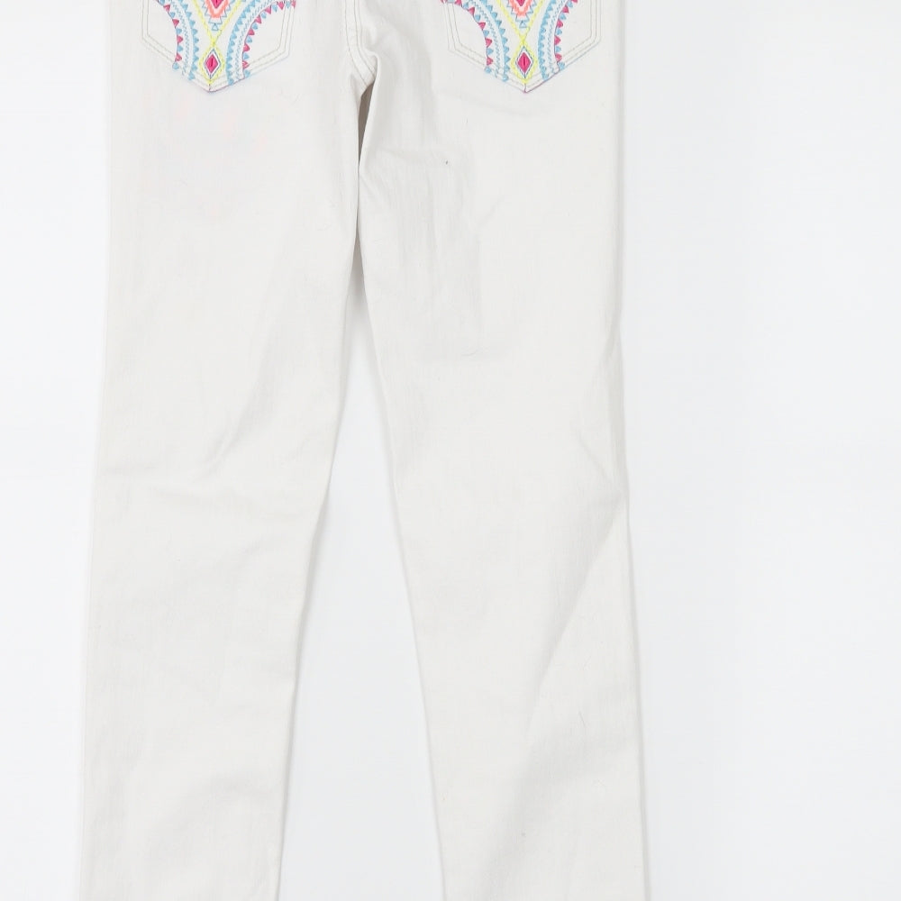Debenhams Girls White Denim Skinny Jeans Size 9 Years - butterflies