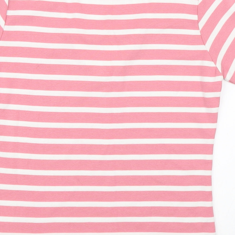 Alibi Womens Pink Striped Basic T-Shirt Size S