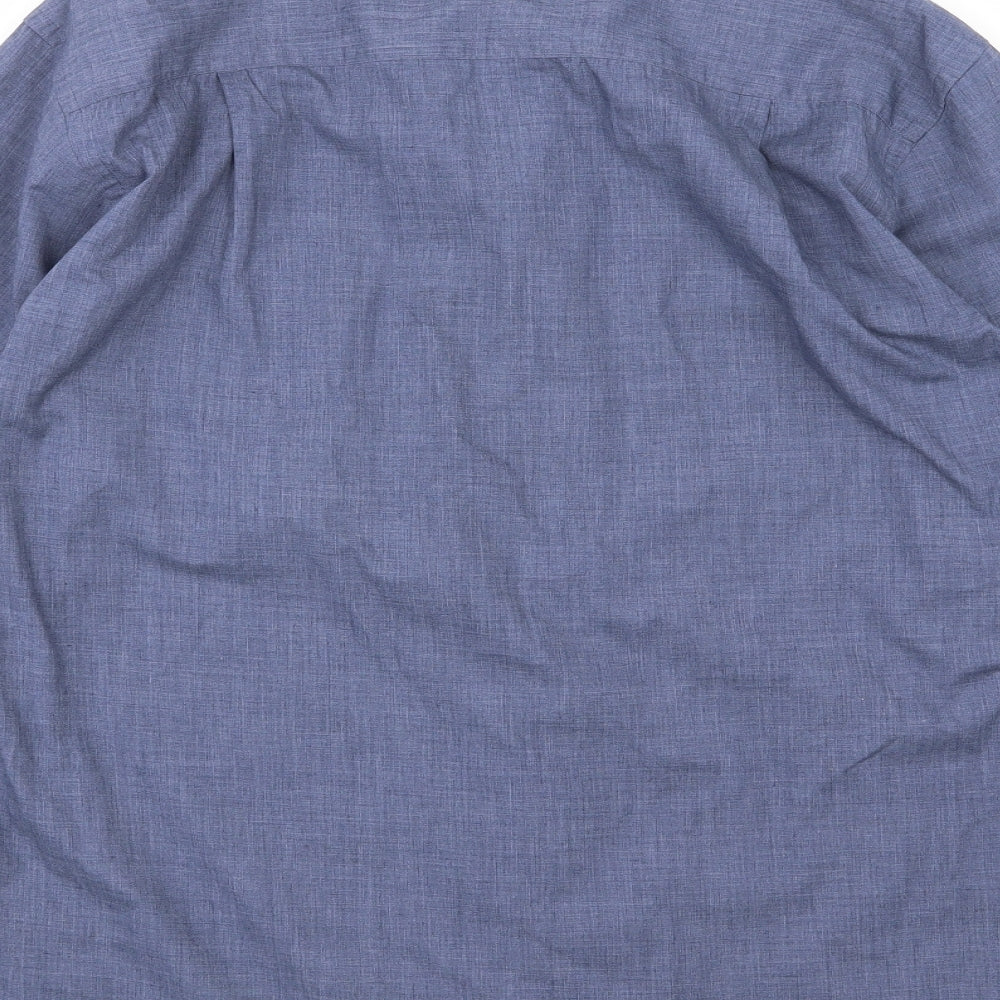 George Mens Blue Woven Dress Shirt Size 15.5