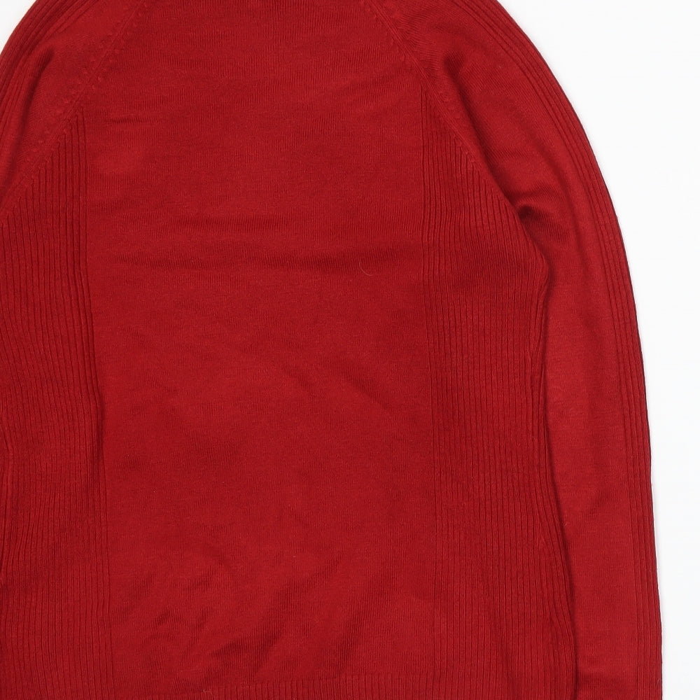 //text Womens Red Knit Pullover Jumper Size L