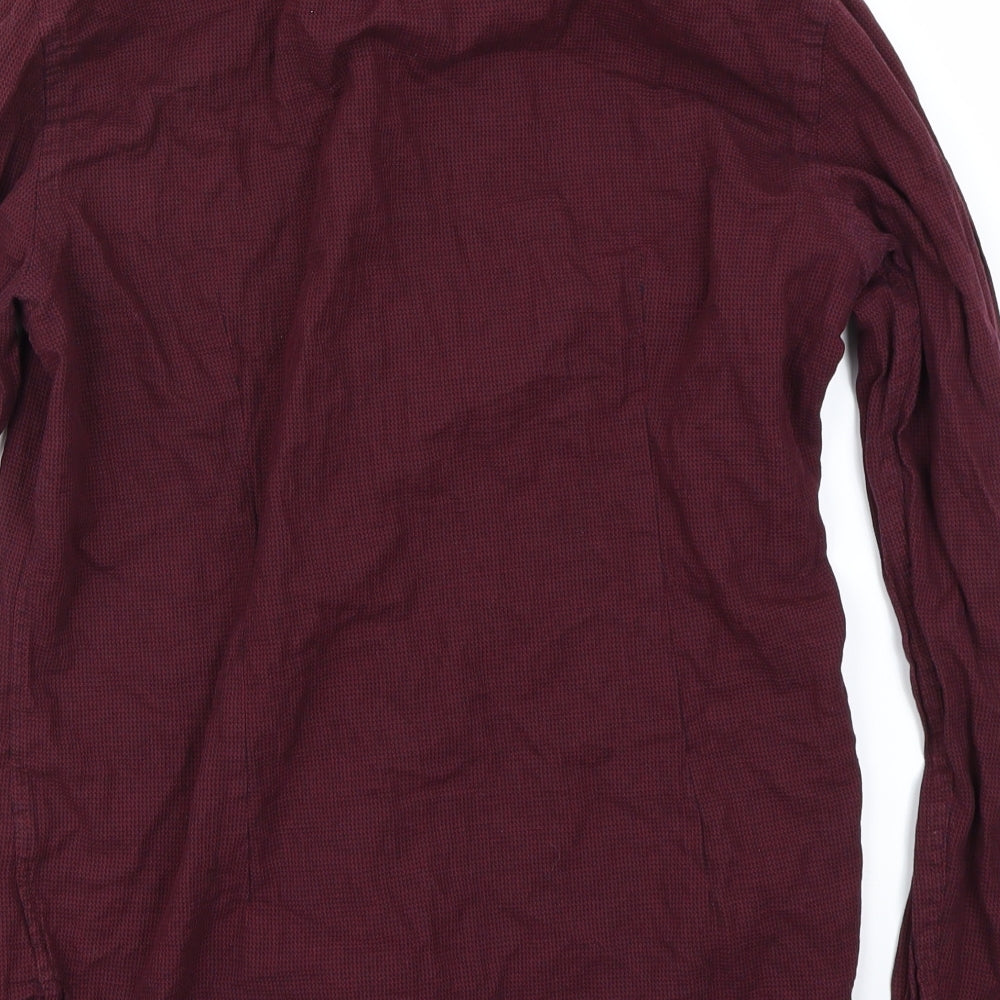 Moss London Mens Red Button-Up Size M