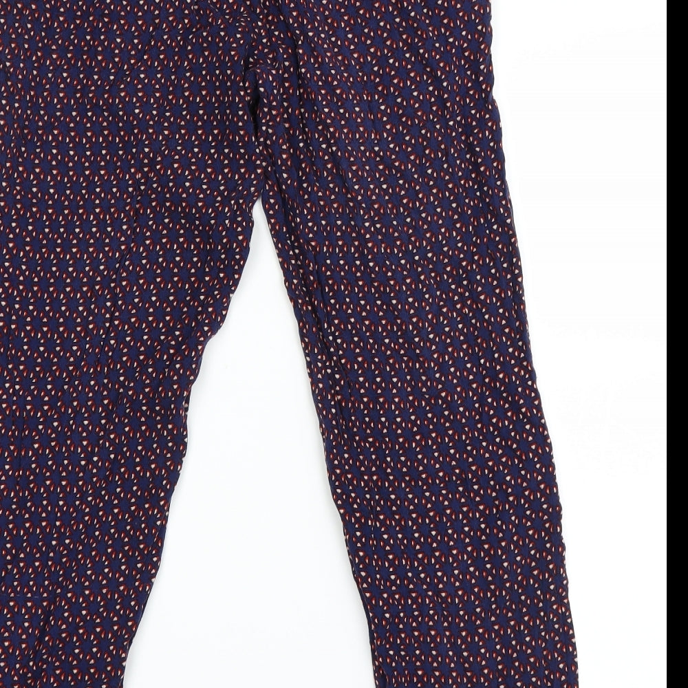 NEXT Womens Blue Argyle/Diamond Chino Trousers Size 10 L28 in