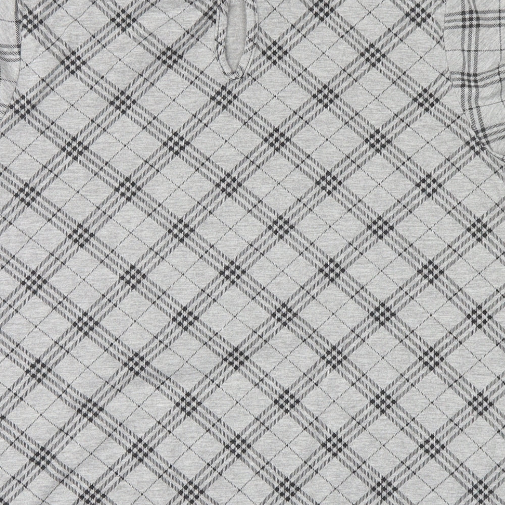 cameo rose Womens Grey Check Basic T-Shirt Size 8