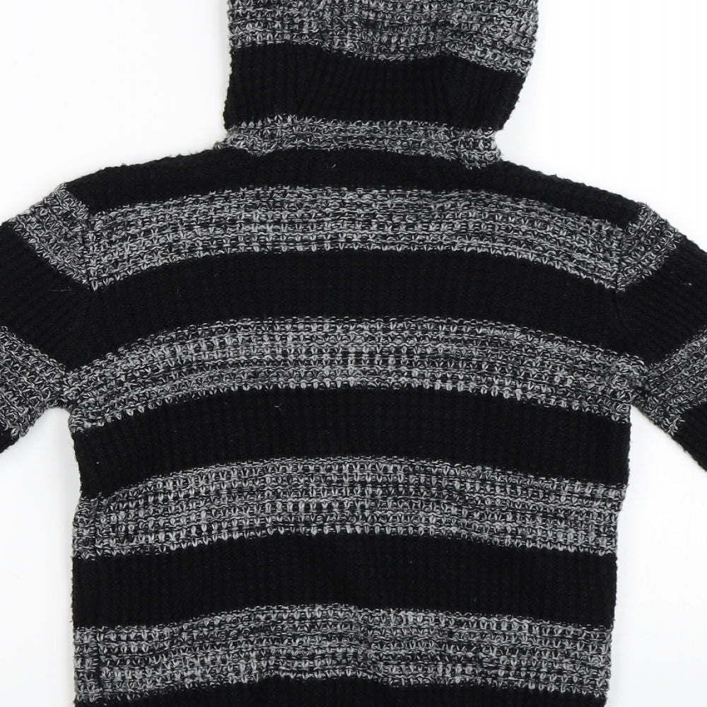 TU Boys Black Striped Pullover Hoodie Size 7 Years