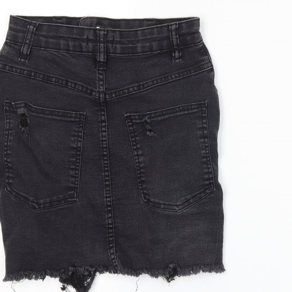 PRETTYLITTLETHING Womens Grey Denim Straight & Pencil Skirt Size 6