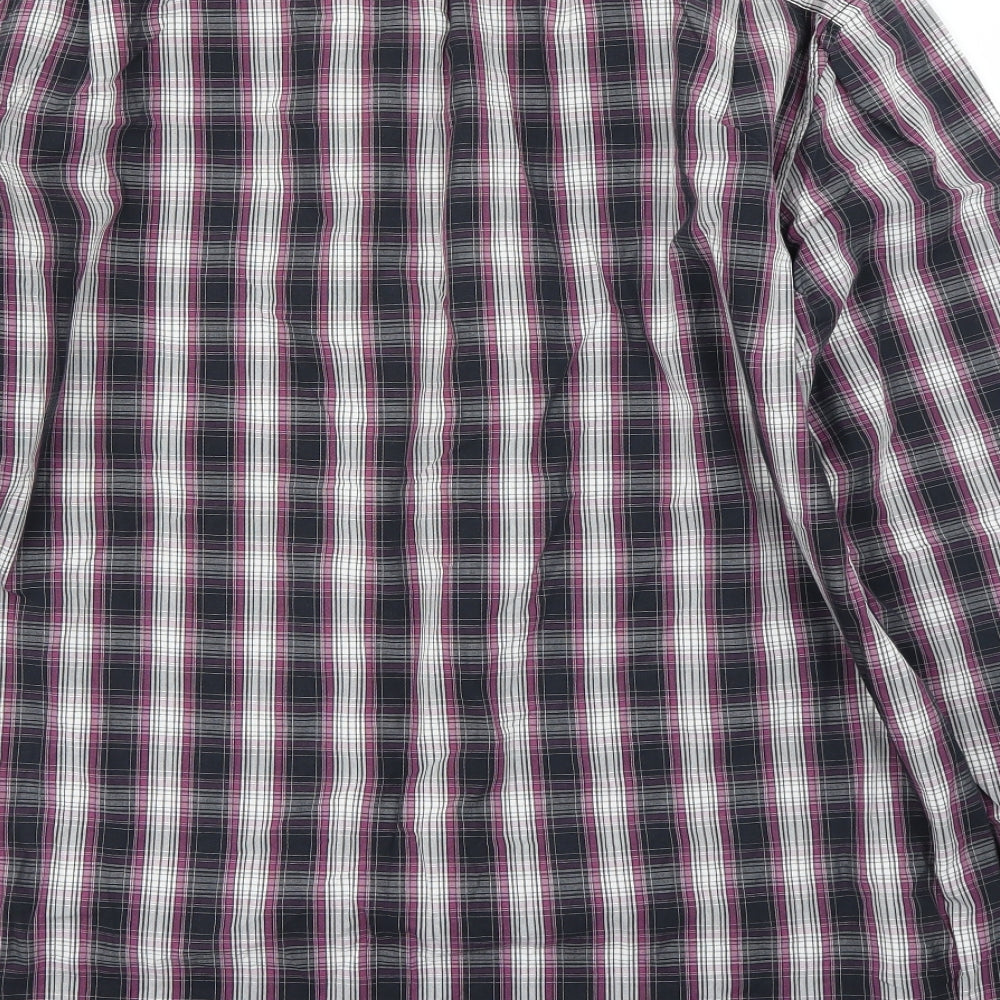 Preworn Mens Purple Check Button-Up Size M