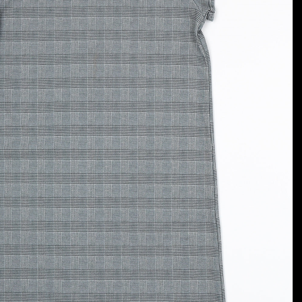 Boohoo Womens Grey Houndstooth A-Line Size 12