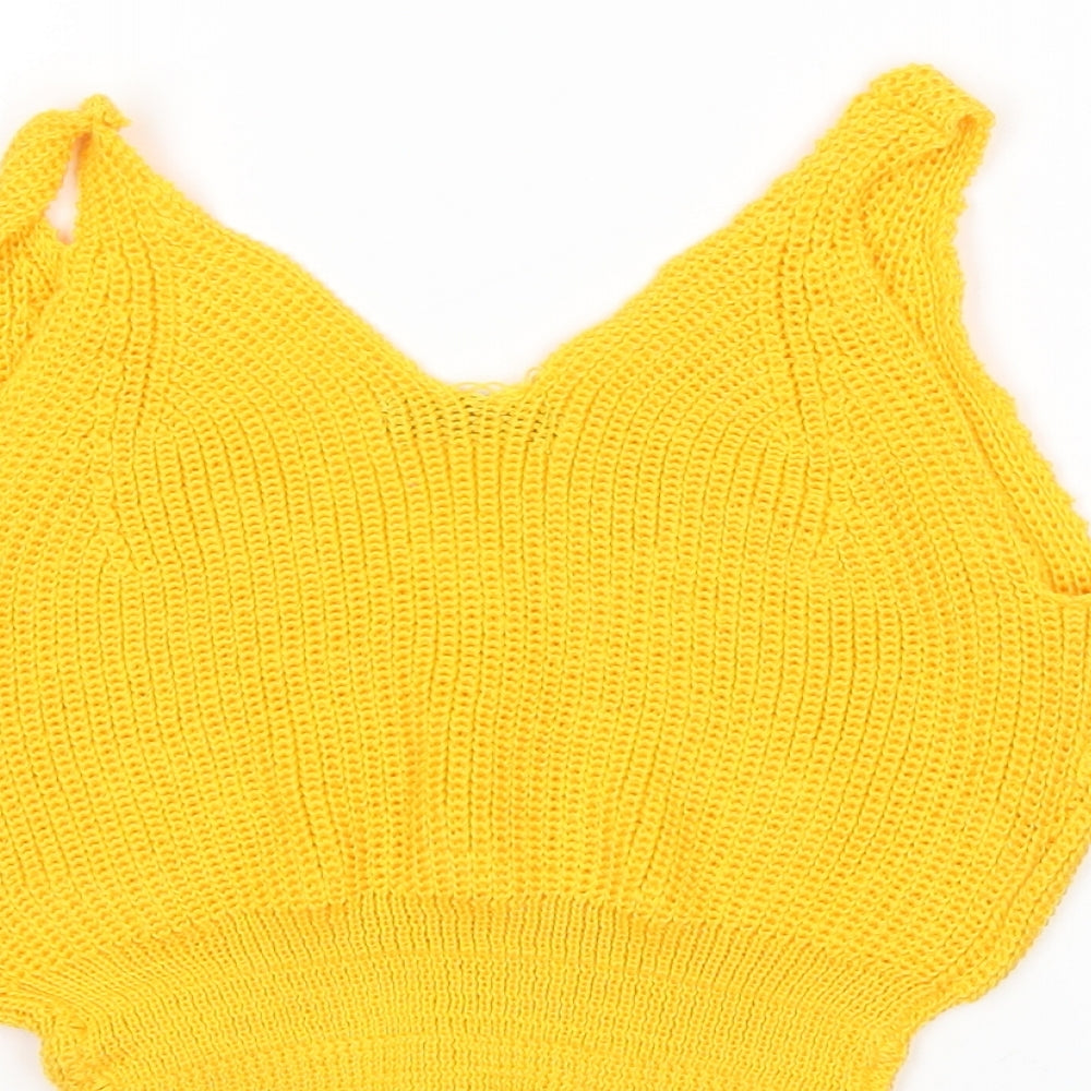 SheIn Womens Yellow Knit Pullover Jumper Size S