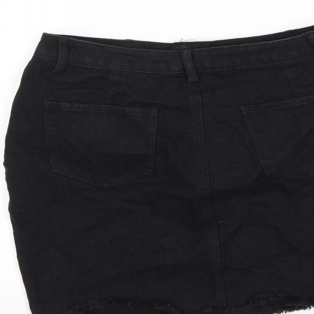 daphnea Womens Black Denim Mini Skirt Size M