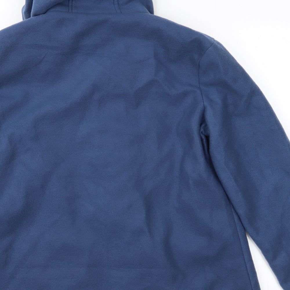 Anne De Lancay Womens Blue Fleece Parka Coat Size S
