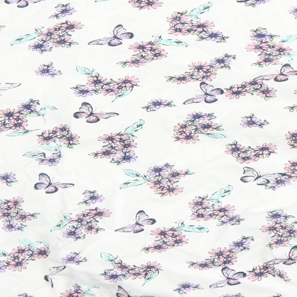 tu Womens White Floral Basic Blouse Size 14