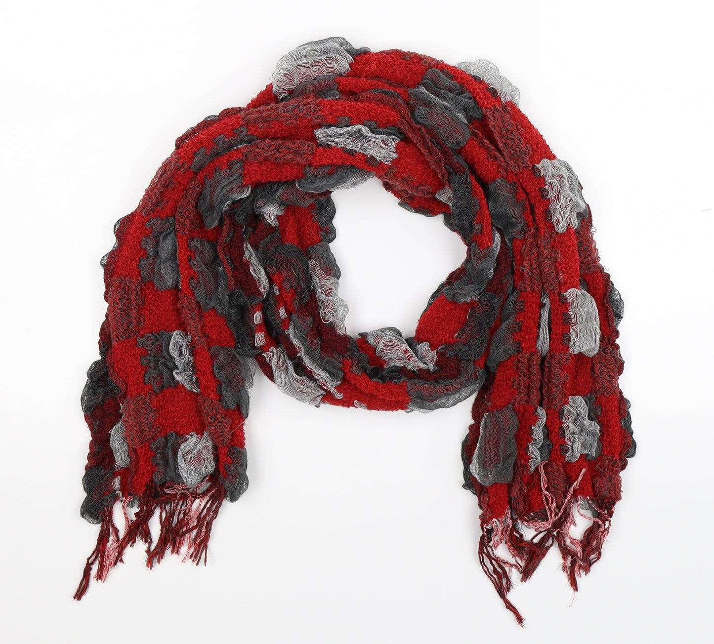 Preworn Womens Multicoloured Check Knit Scarf