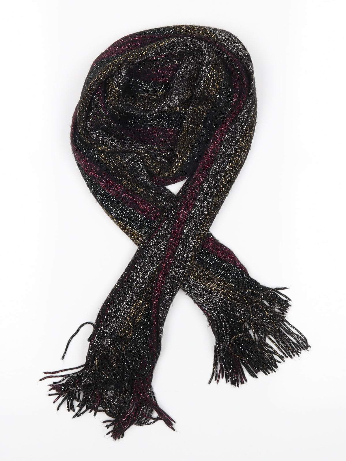 Preworn Womens Black Scarf - Metalic