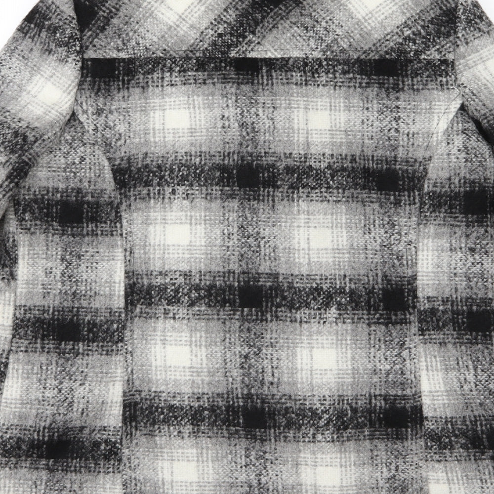 M&Co Womens Grey Striped Overcoat Coat Size 12