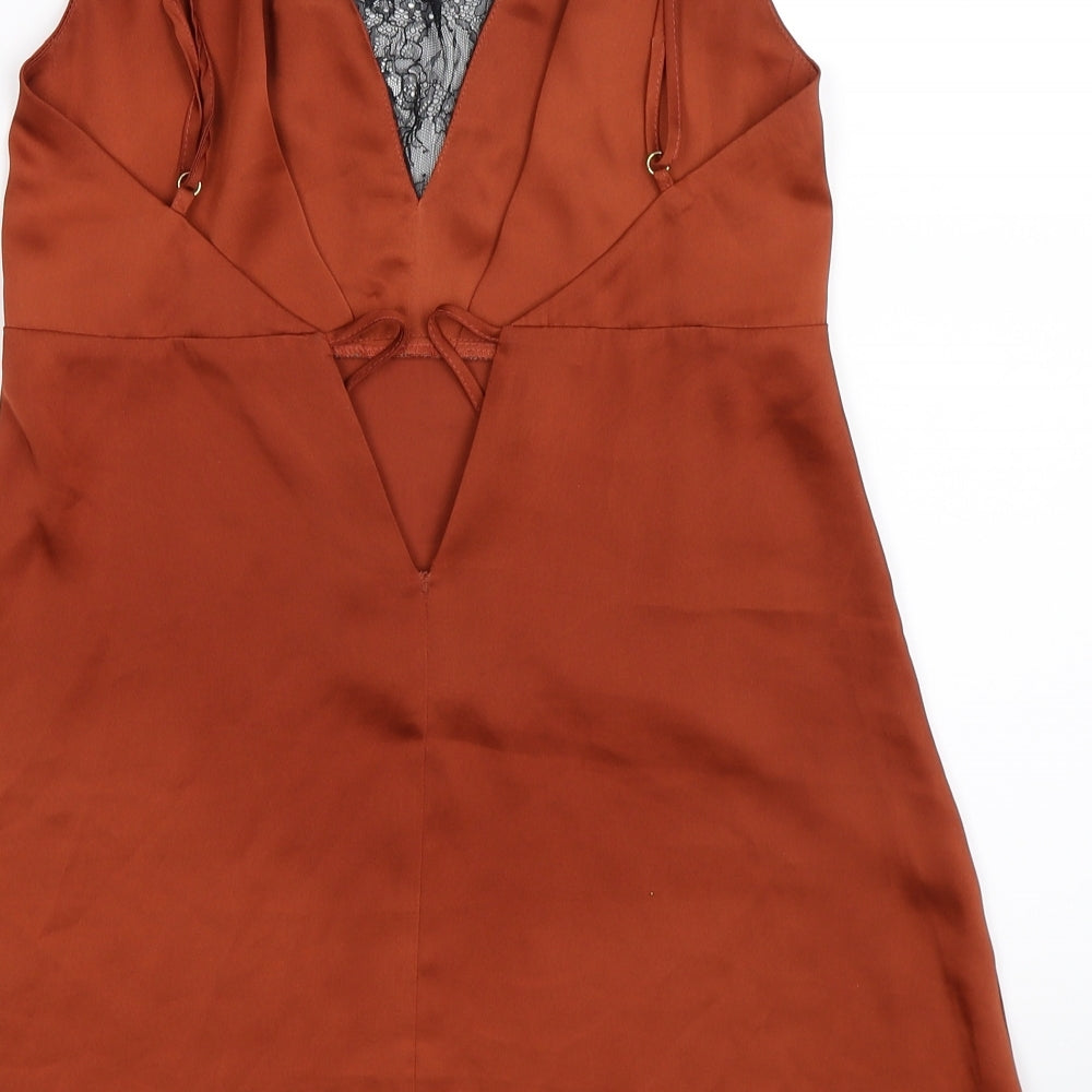 ASOS Womens Brown Satin Basic Tank Size S