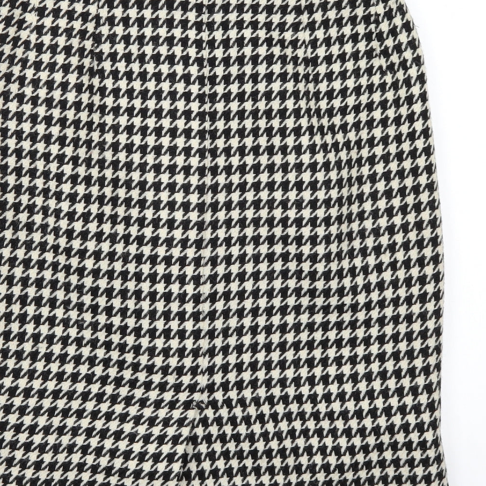 Preworn Womens Black Houndstooth A-Line Skirt