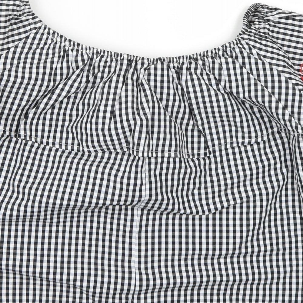 New Look Womens Black Check Basic Blouse Size 8
