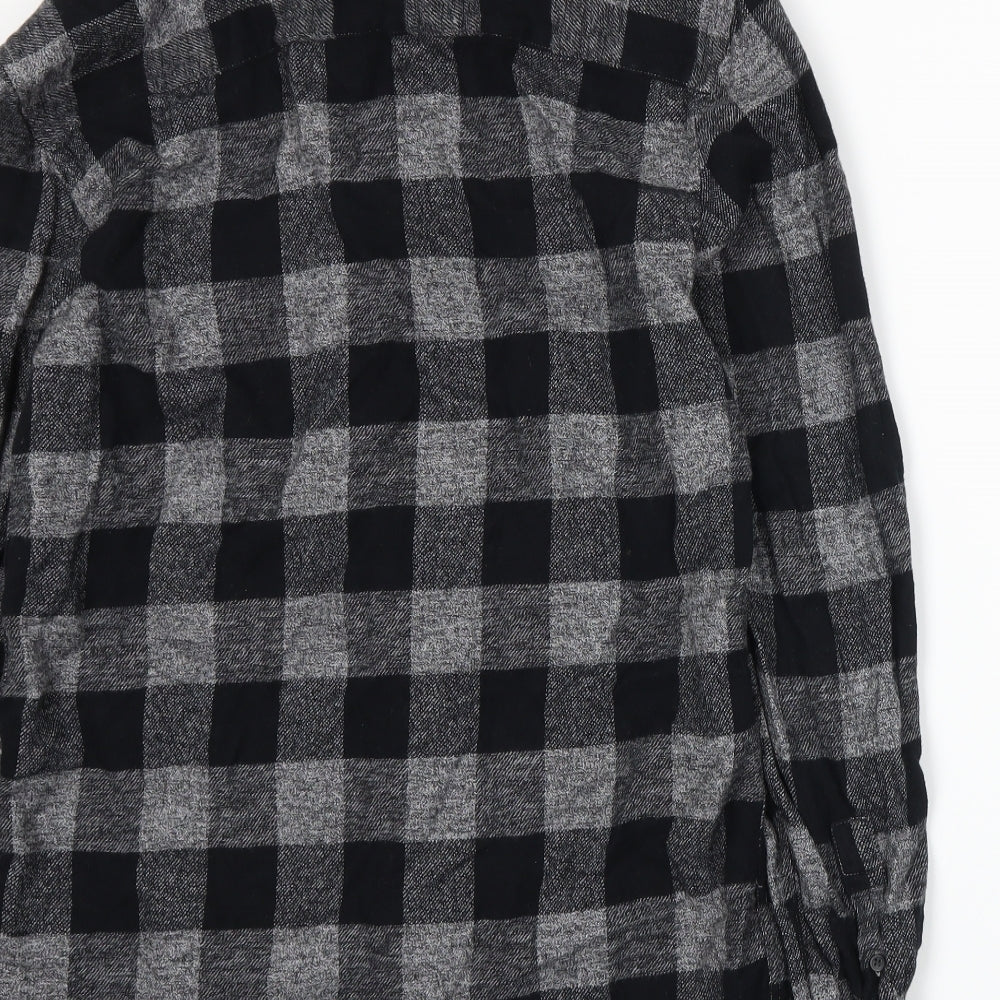 Matalan Mens Grey Plaid Button-Up Size S