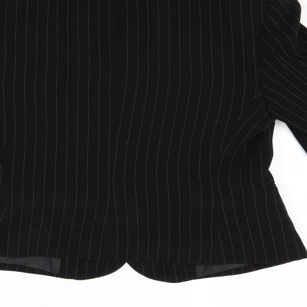 Marks and Spencer Womens Black Striped Jacket Coat Size 12