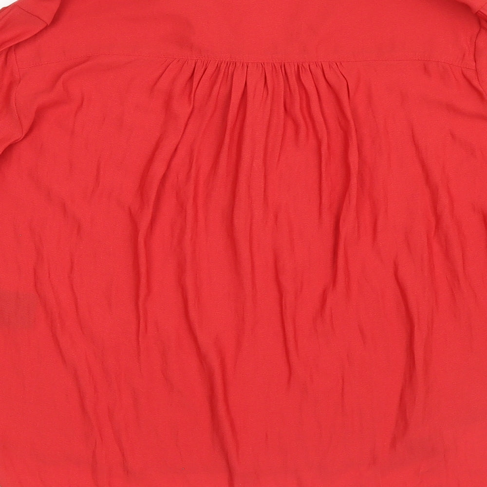 H&M Womens Red Mesh Basic Blouse Size 6