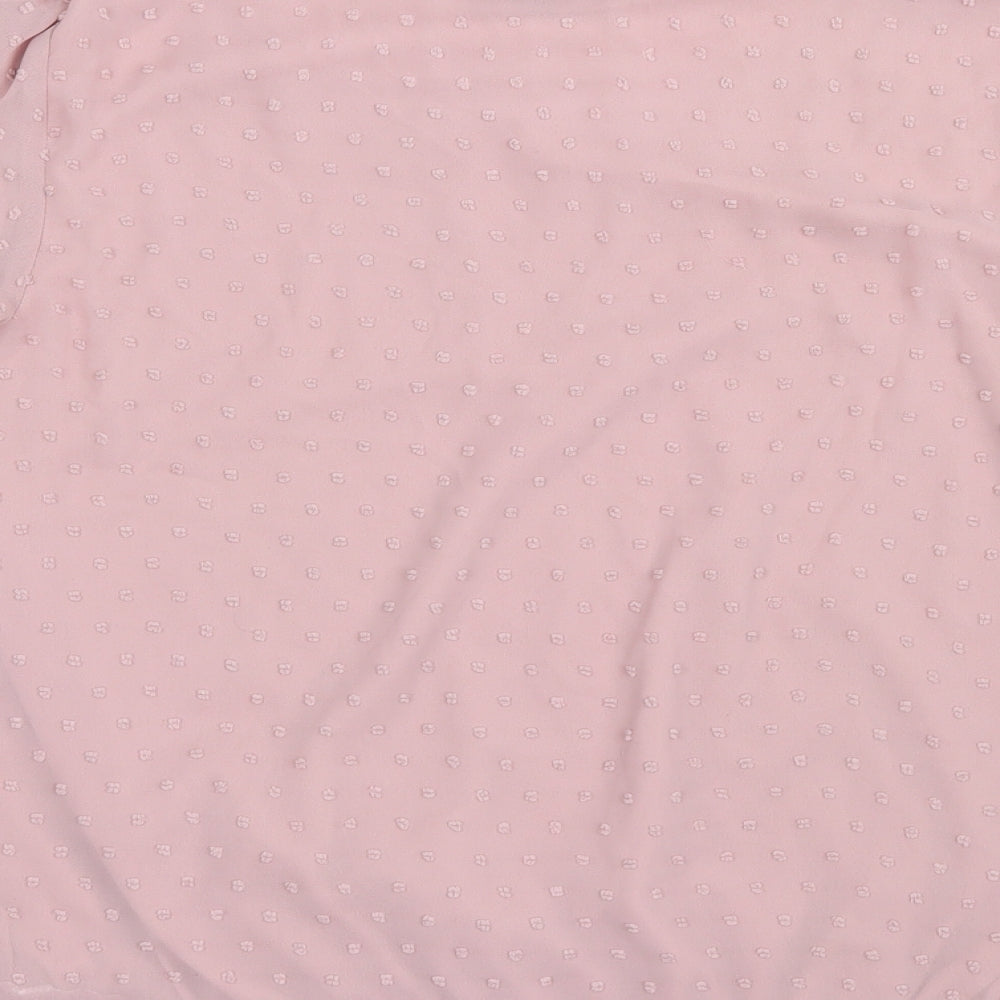 Soon Womens Pink Mesh Basic Blouse Size 8 - Elastic sleeves and bottom